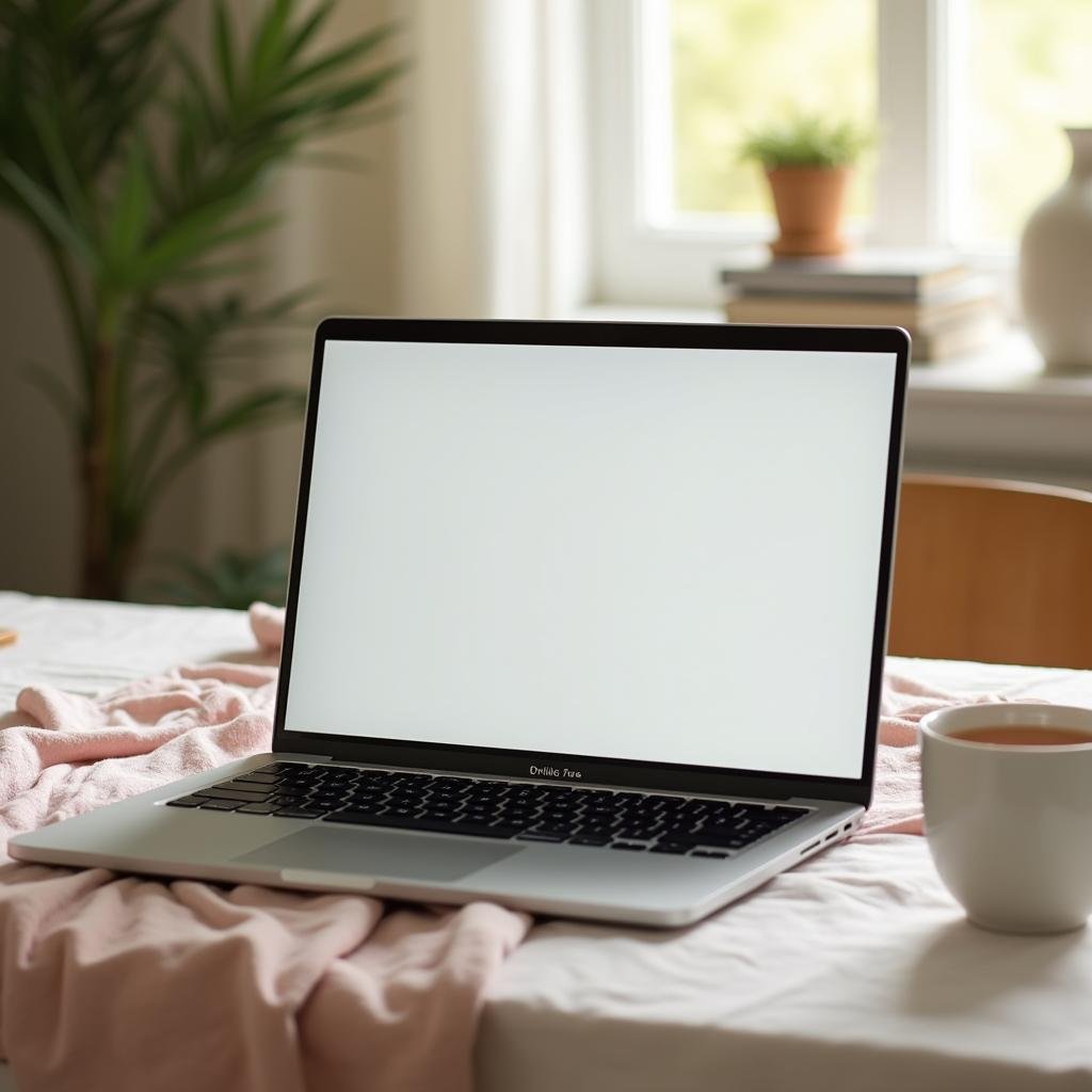 Pokojné miesto doma pripravené na online sedenie